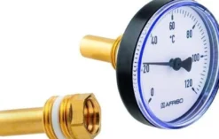 AFRISO Bimetall-Thermometer BiTh 80 K 0/120C 63mm G1/2B ax Kl.2