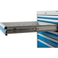 Bedrunka+Hirth Kastenwerkbank Breite 2.000 mm R 18-24 4x Schublade 1x Flügeltüre, 1x Stahlfachboden halbe Tiefe Rückwand BxTxH 2.000x750x859 mm - 03.19.24VA
