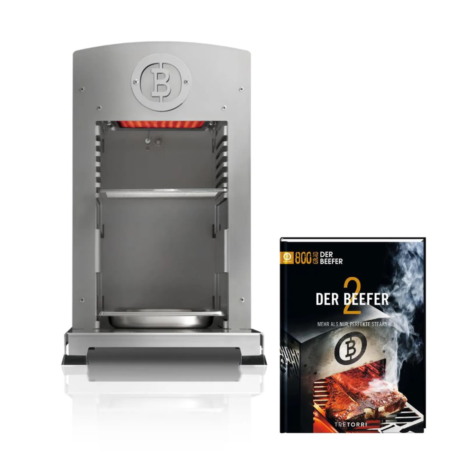 BEEFER E-BEEFER Pro 800°C Oberhitzegrill mit Kochbuch "Der BEEFER 2" im Set - 1400001-Set2