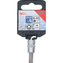 BGS Bit-Einsatz Antrieb Innenvierkant 6,3 mm (1/4") TS-Profil (für Torx Plus) mit Bohrung TS40 - 5184-TS40