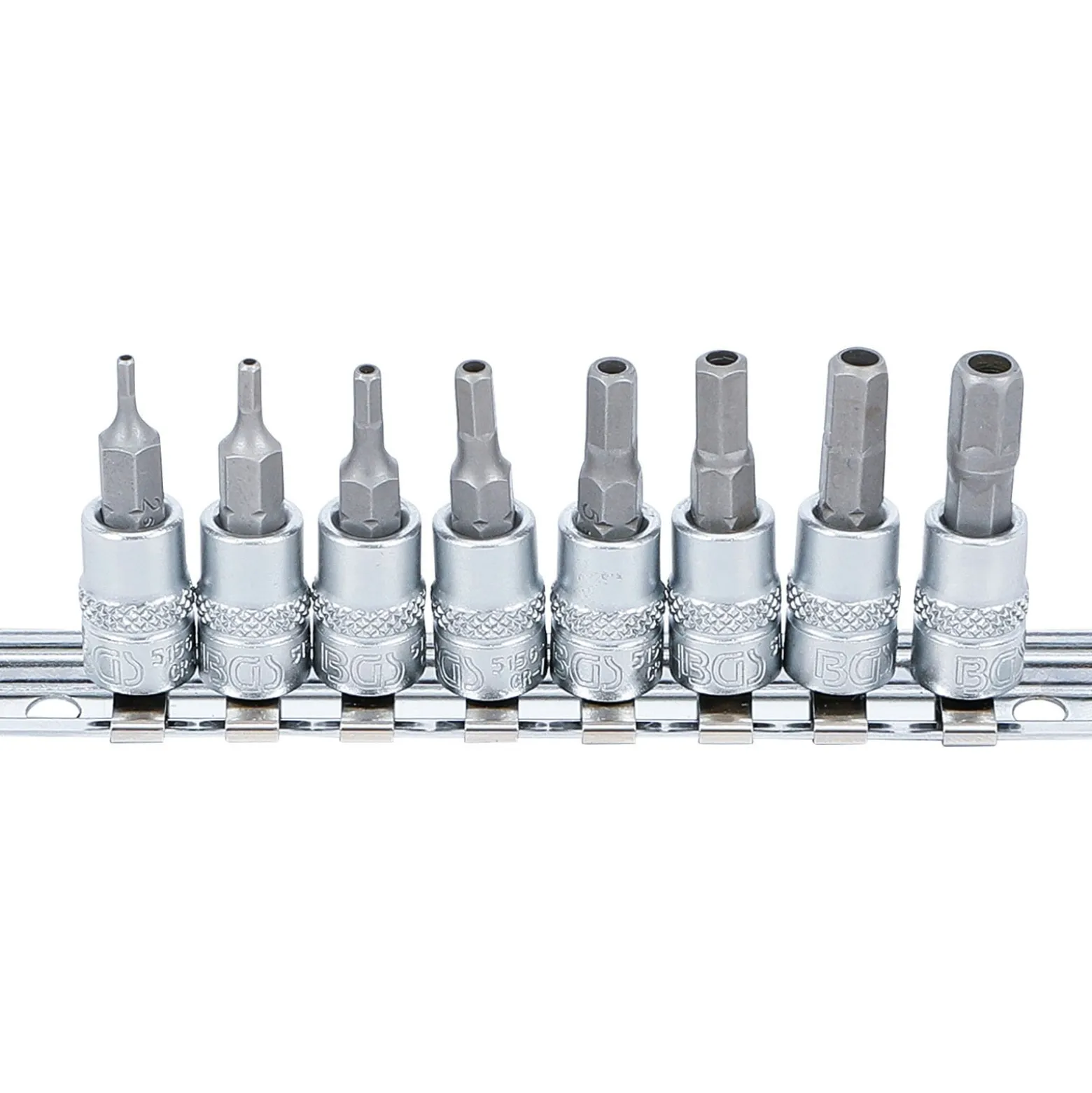 BGS Bit-Einsatz-Satz Antrieb Innenvierkant 6,3 mm (1/4") Innensechskant mit Bohrung 2 - 7 mm 8tlg. - 5156