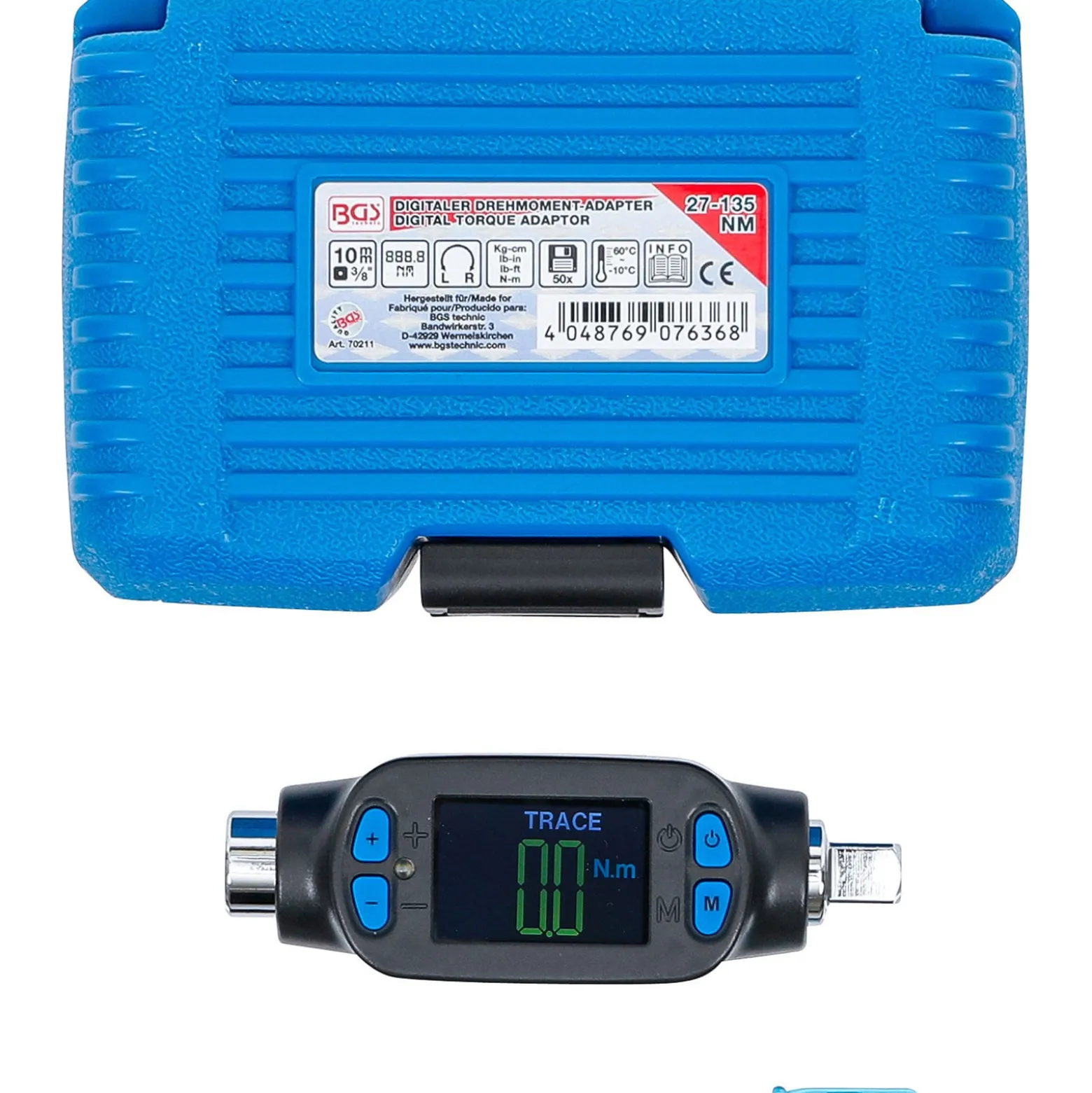 BGS Digitaler Drehmoment-Adapter 10 mm (3/8") 27 - 135 Nm - 70211