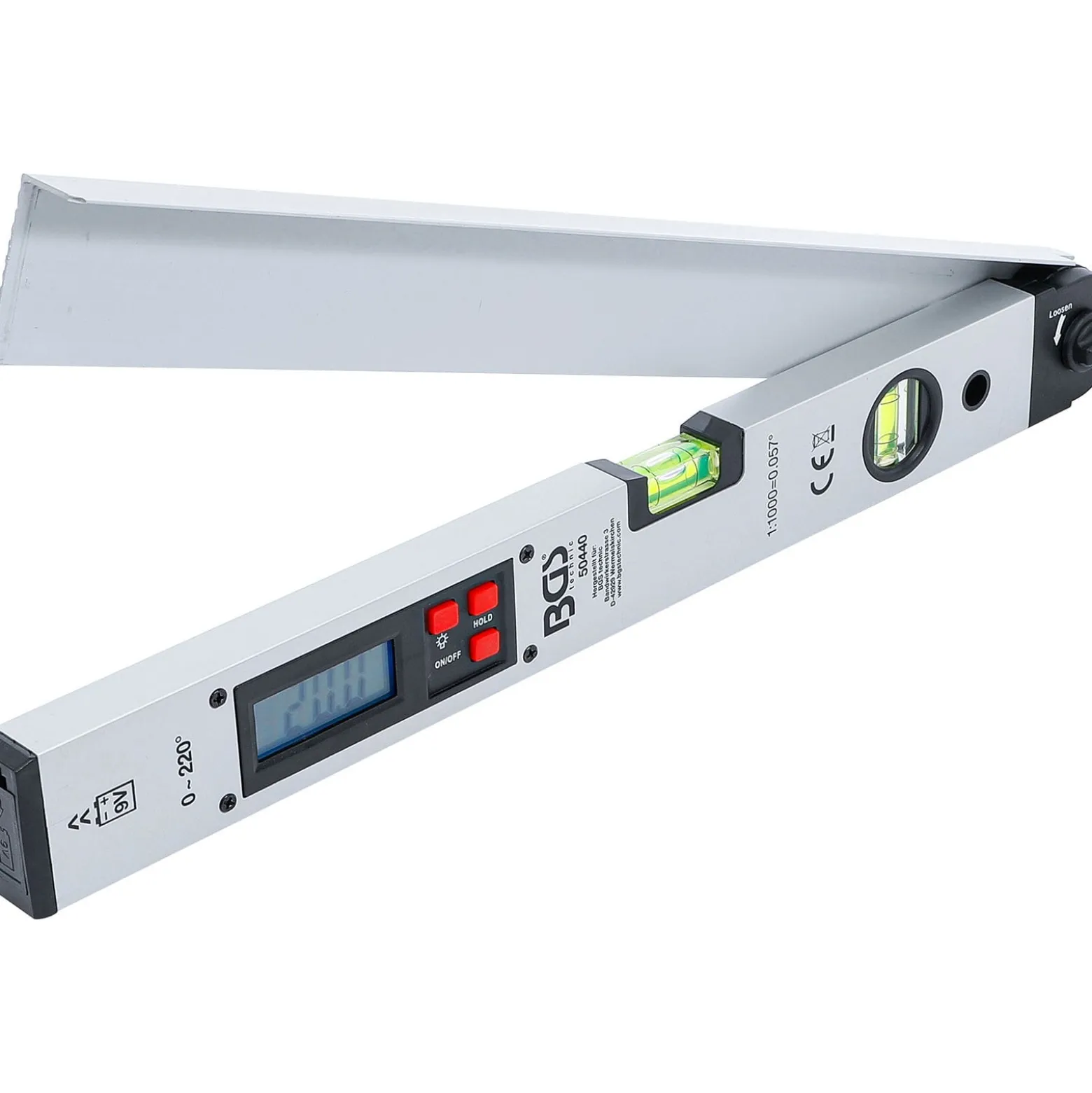 BGS Digitaler LCD-Winkelmesser mit Wasserwaage 450 mm - 50440