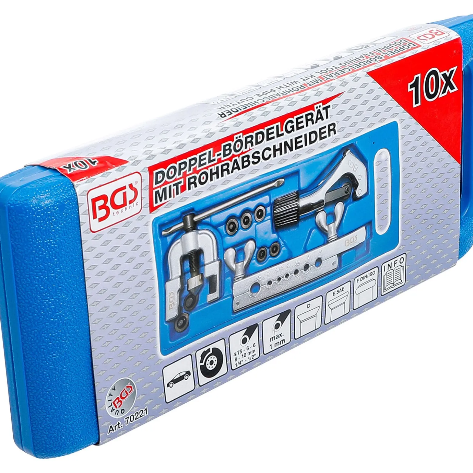 BGS Doppel-Bördelgerät mit Rohrabschneider 10tlg. - 70221