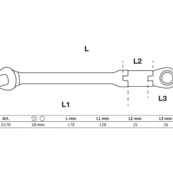 BGS Doppelgelenk-Ratschenring-Maulschlüssel abwinkelbar SW 10 mm - 6170