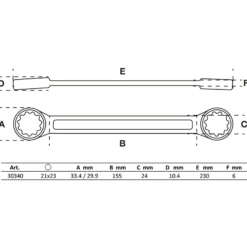 BGS Doppel-Ringschlüssel extra flach SW 21 x 23 mm - 30340