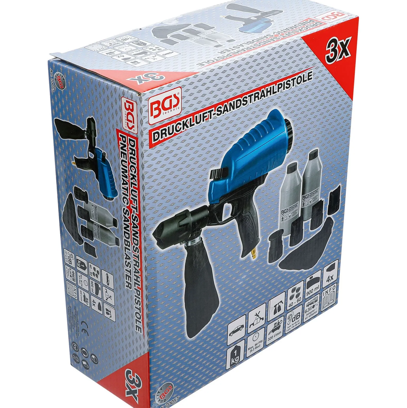 BGS Druckluft-Sandstrahlpistole inkl. Zubehör 3tlg. - 70057