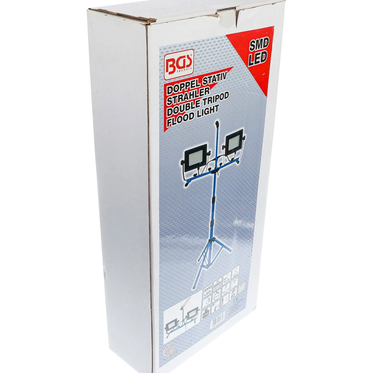 BGS Duo-SMD-LED-Arbeits-Strahler mit Stativ 2 x 70 W - 85338