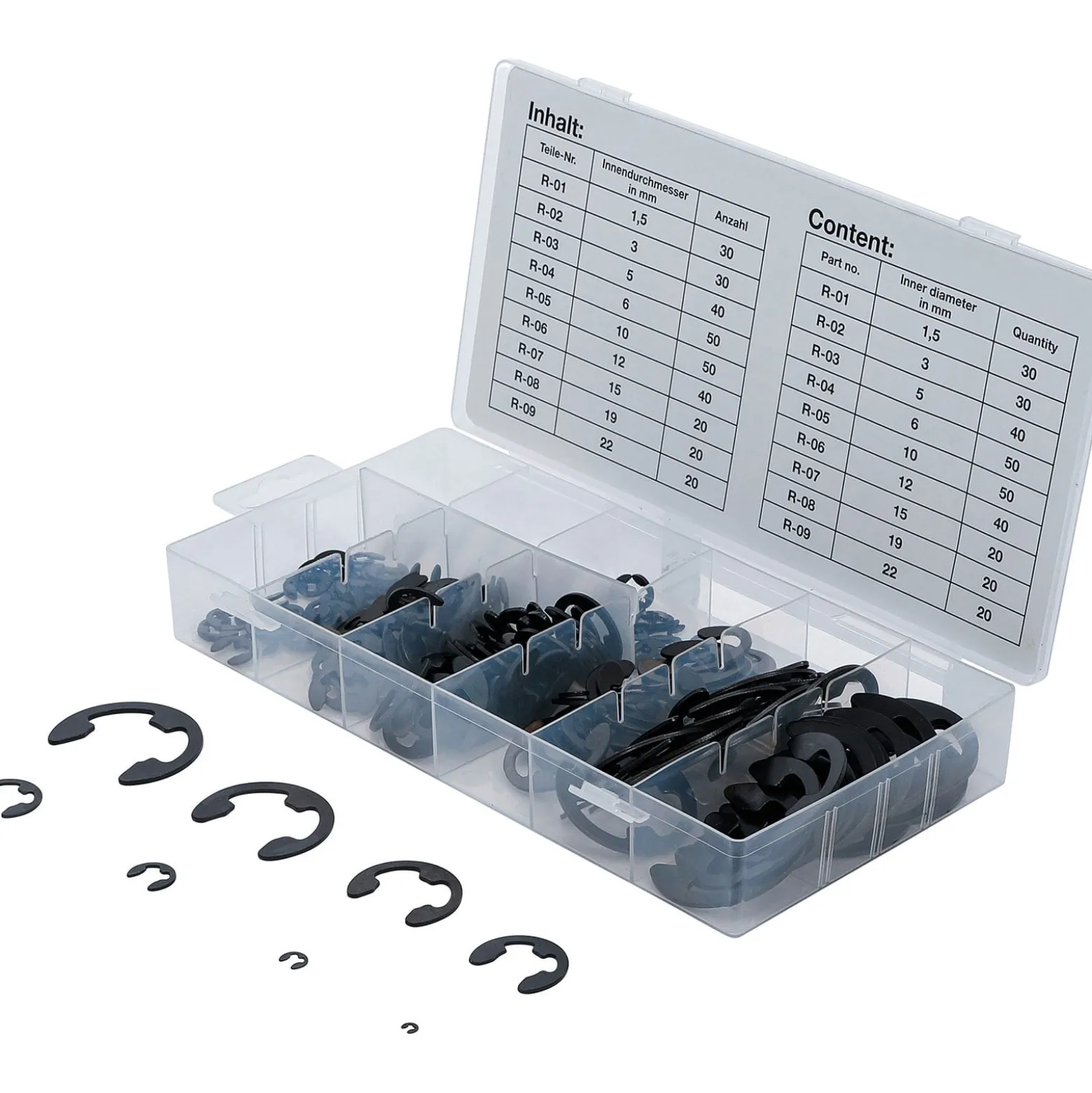 BGS E-Sicherungsring-Sortiment 1,5 - 22 mm 300tlg. - 8039