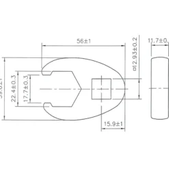 BGS Hahnenfußschlüssel Antrieb Innenvierkant 12,5 mm (1/2") SW 22 mm - 1757-22