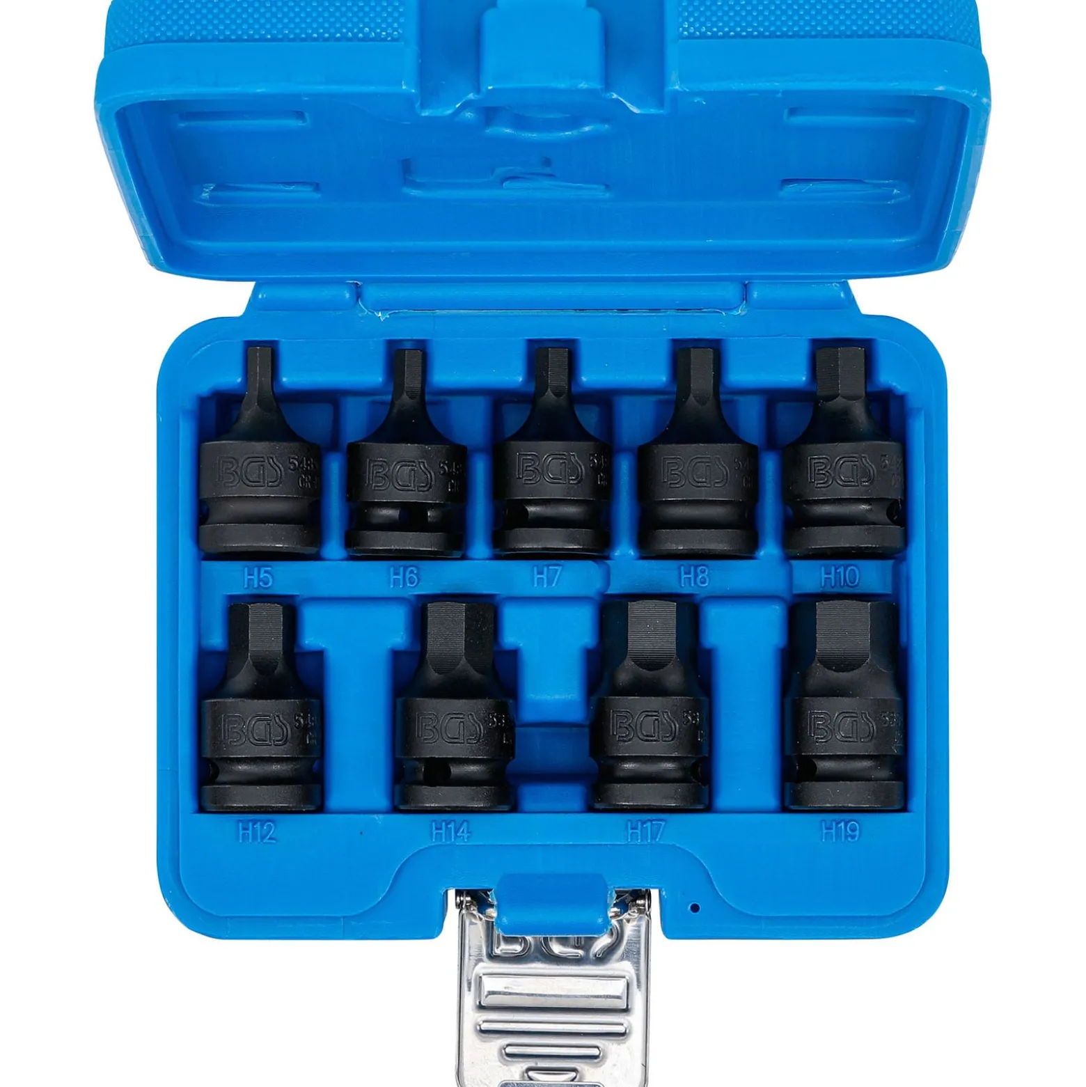 BGS Kraft-Bit-Einsatz-Satz Antrieb Innenvierkant 12,5 mm (1/2") Innensechskant 5 - 19 mm 9tlg. - 5485