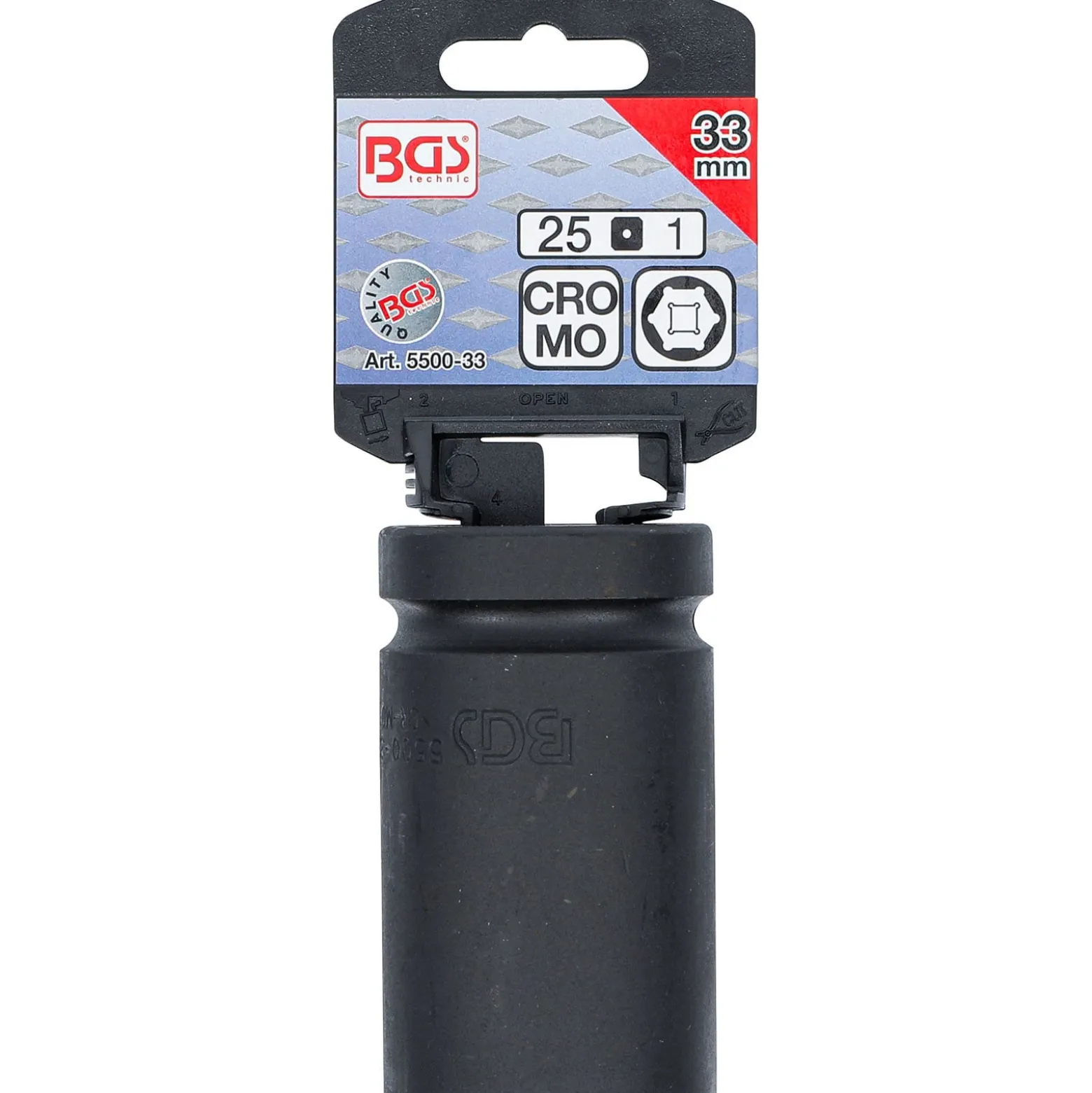 BGS Kraft-Steckschlüssel-Einsatz Sechskant tief Antrieb Innenvierkant 25 mm (1") SW 33 mm - 5500-33