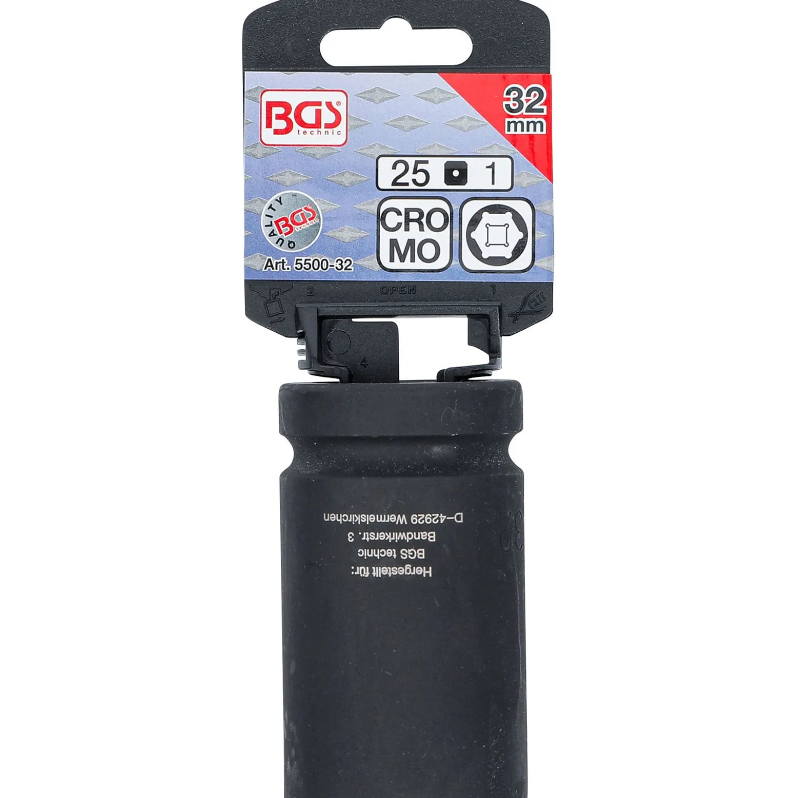 BGS Kraft-Steckschlüssel-Einsatz Sechskant tief Antrieb Innenvierkant 25 mm (1") SW 32 mm - 5500-32