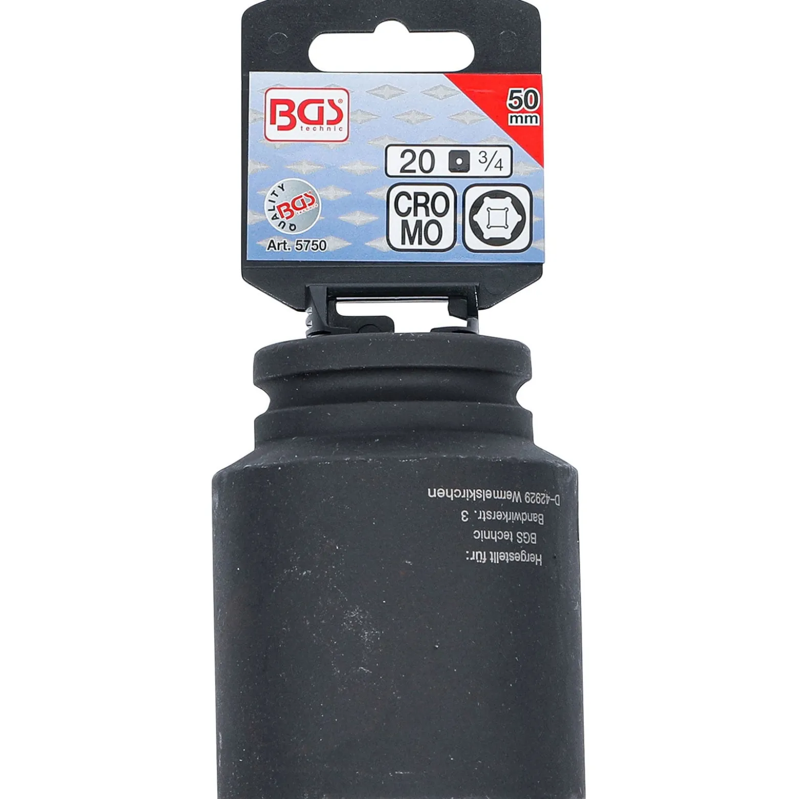 BGS Kraft-Steckschlüssel-Einsatz Sechskant tief Antrieb Innenvierkant 20 mm (3/4") SW 50 mm - 5750