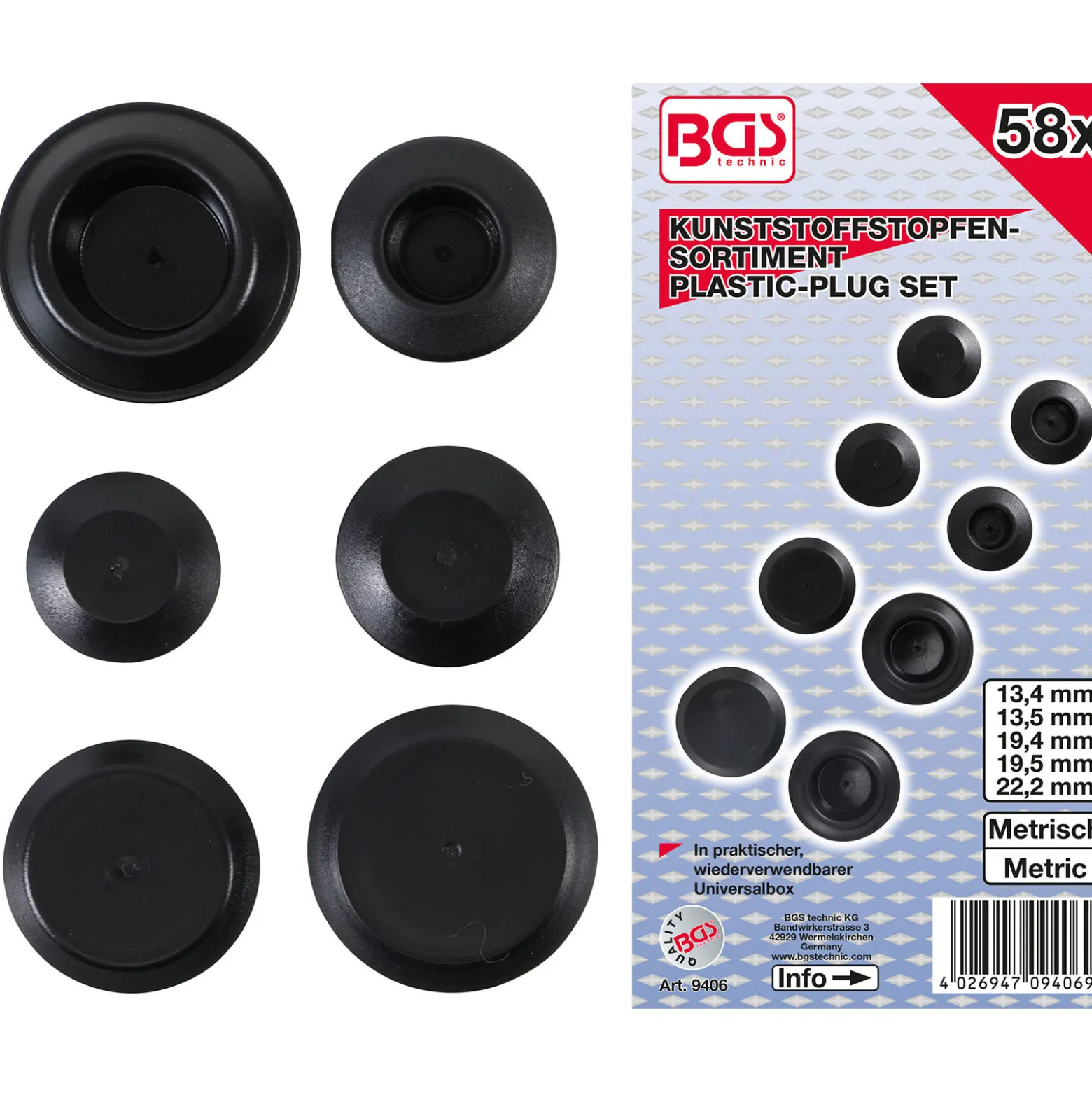 BGS Kunststoffstopfen-Sortiment 58tlg. - 9406