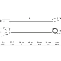 BGS Maul-Ringschlüssel extra lang SW 7 mm - 1228-7