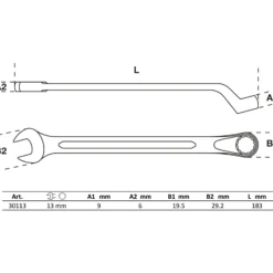 BGS Maul-Ringschlüssel gekröpft SW 13 mm - 30113