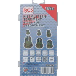 BGS Nietmuttern-Sortiment verzinkter Stahl 150tlg. - 14126