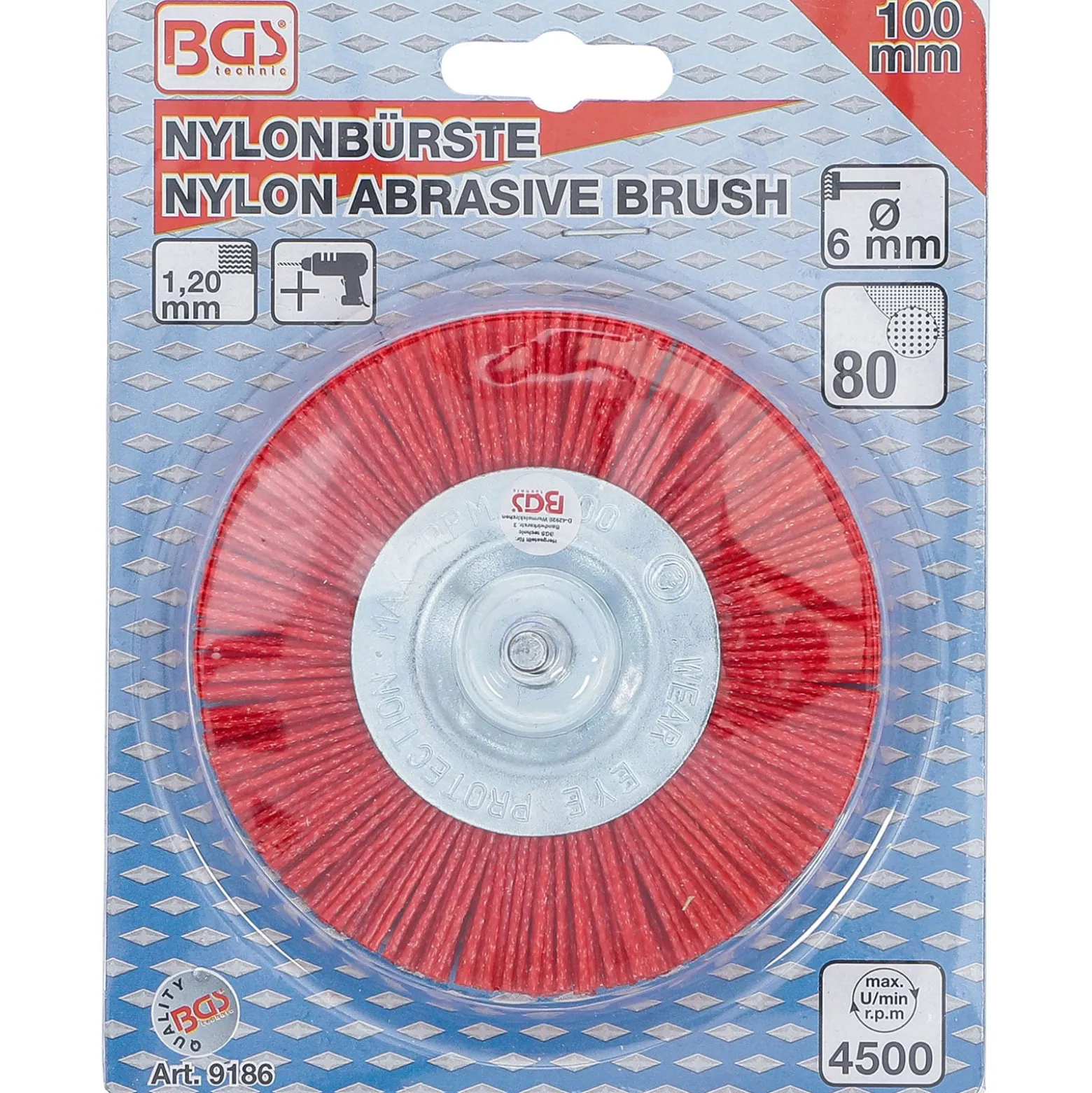 BGS Nylonbürste 100 mm 6 mm Schaft - 9186