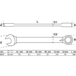BGS Ratschenring-Maulschlüssel umschaltbar SW 10 mm - 6610
