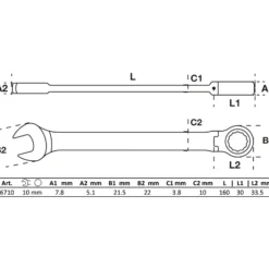 BGS Ratschenring-Maulschlüssel abwinkelbar SW 10 mm - 6710