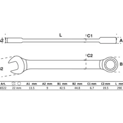 BGS Ratschenring-Maulschlüssel SW 22 mm - 6522
