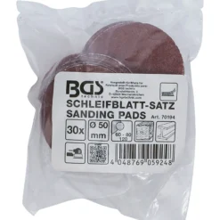 BGS Schleifblatt-Satz für Exzenterschleifer Ø 50 mm K 60 - 80 - 120 30tlg. - 70194