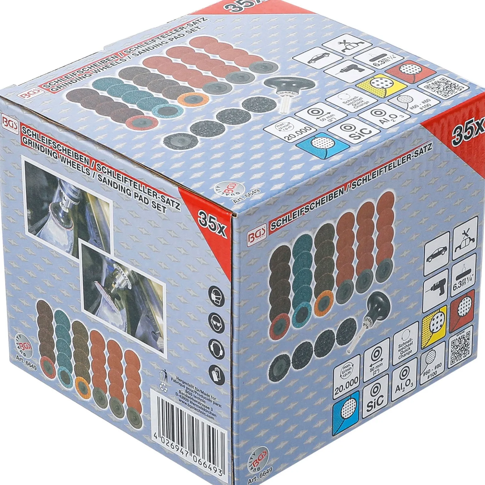 BGS Schleifscheiben / Schleifteller-Satz Ø 50 mm 35tlg. - 6649