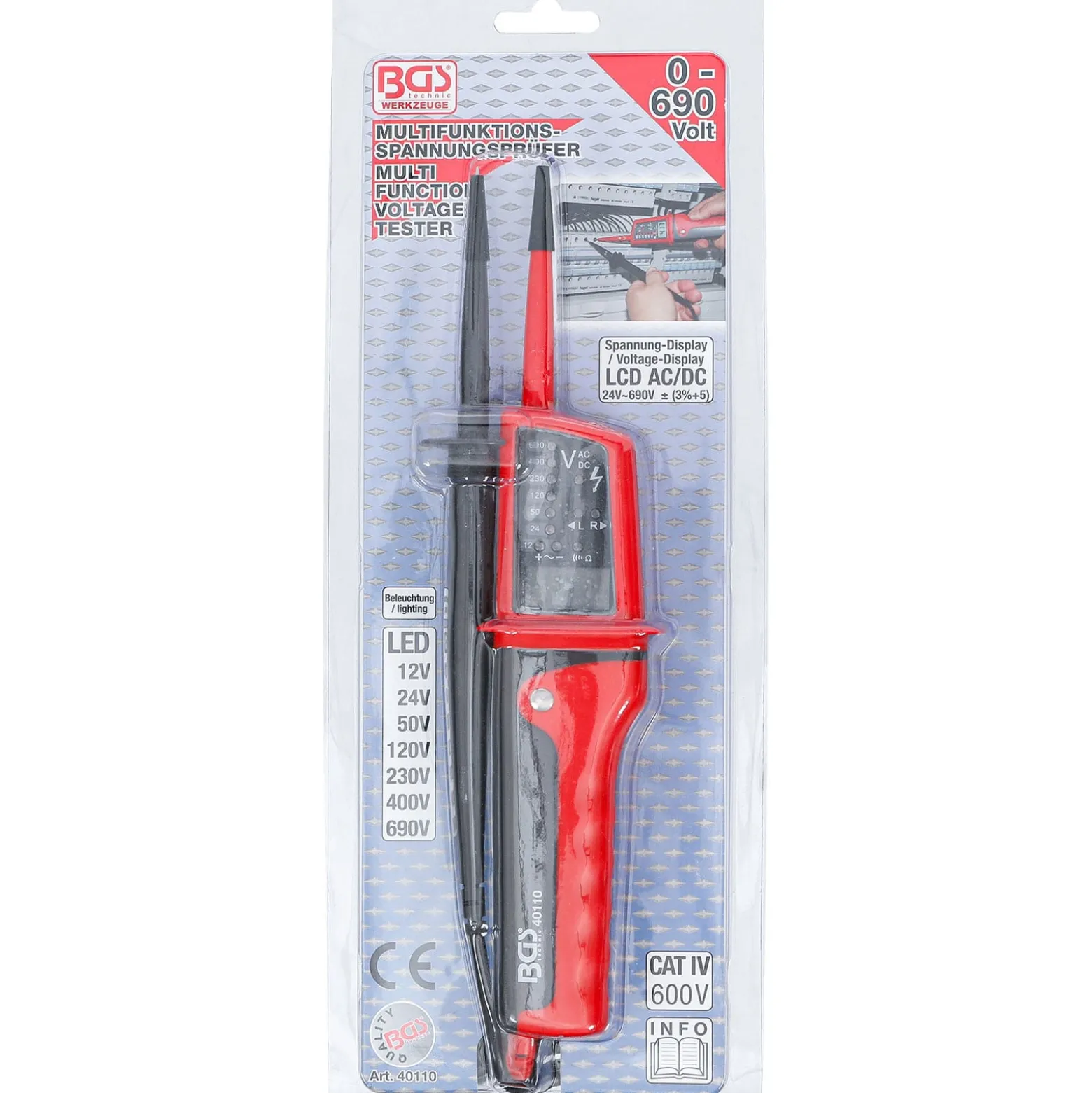 BGS Spannungsprüfer mit Digitalanzeige - 40110