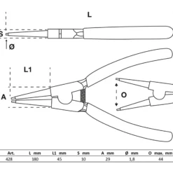 BGS Sprengringzange gerade für Außensprengringe 180 mm - 428