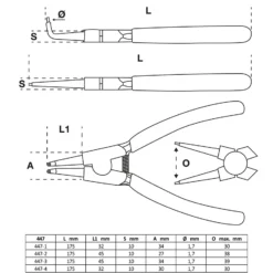 BGS Sprengringzangen-Satz 175 mm 4tlg. - 447