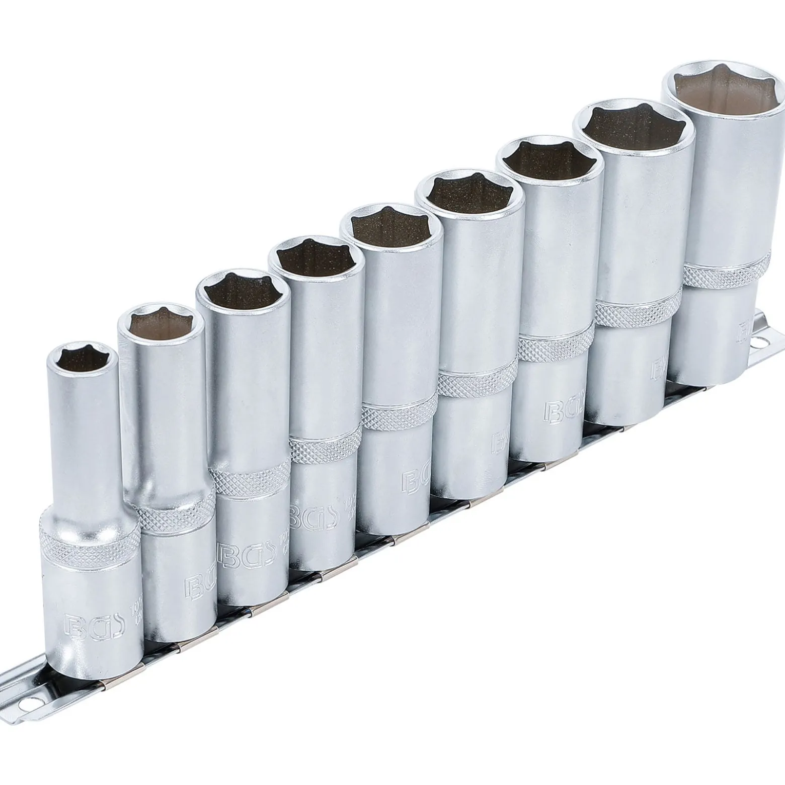 BGS Steckschlüssel-Einsatz-Satz Sechskant tief Antrieb Innenvierkant 12,5 mm (1/2") SW 10 - 24 mm 9tlg. - 2223