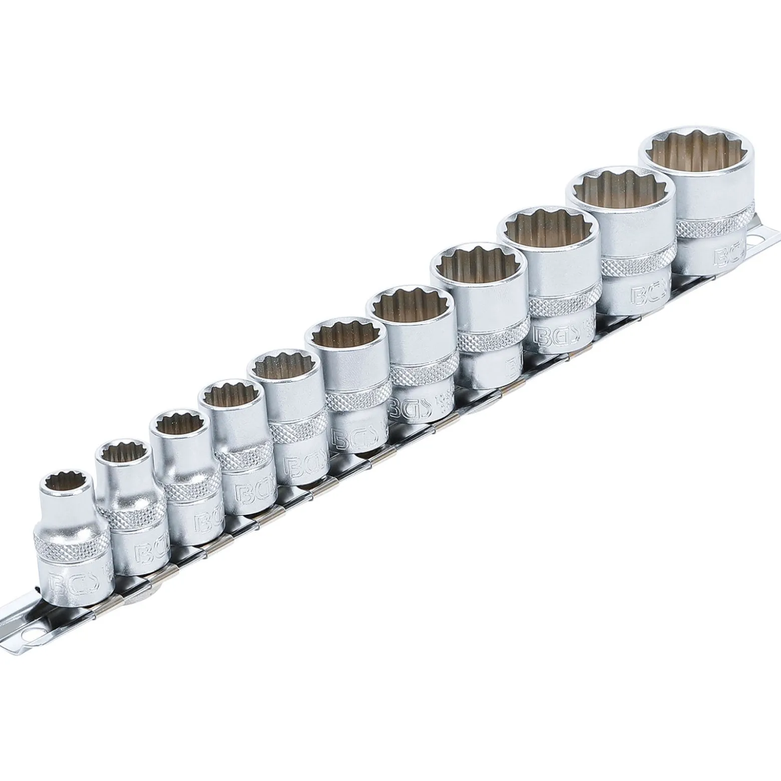 BGS Steckschlüssel-Einsatz-Satz Zwölfkant Antrieb Innenvierkant 10 mm (3/8") Zollgrößen 11tlg. - 9112