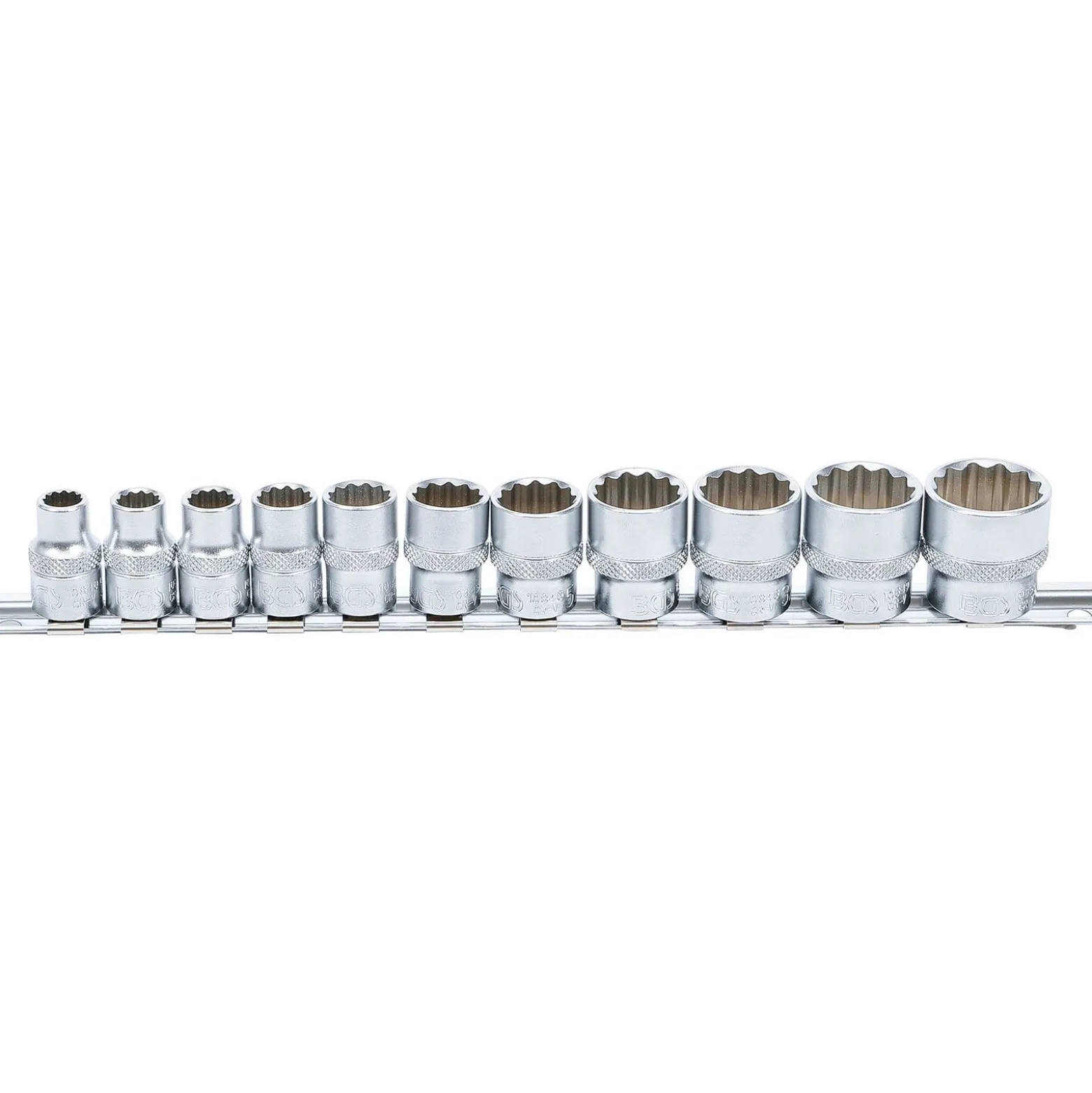 BGS Steckschlüssel-Einsatz-Satz Zwölfkant Antrieb Innenvierkant 10 mm (3/8") Zollgrößen 11tlg. - 9112