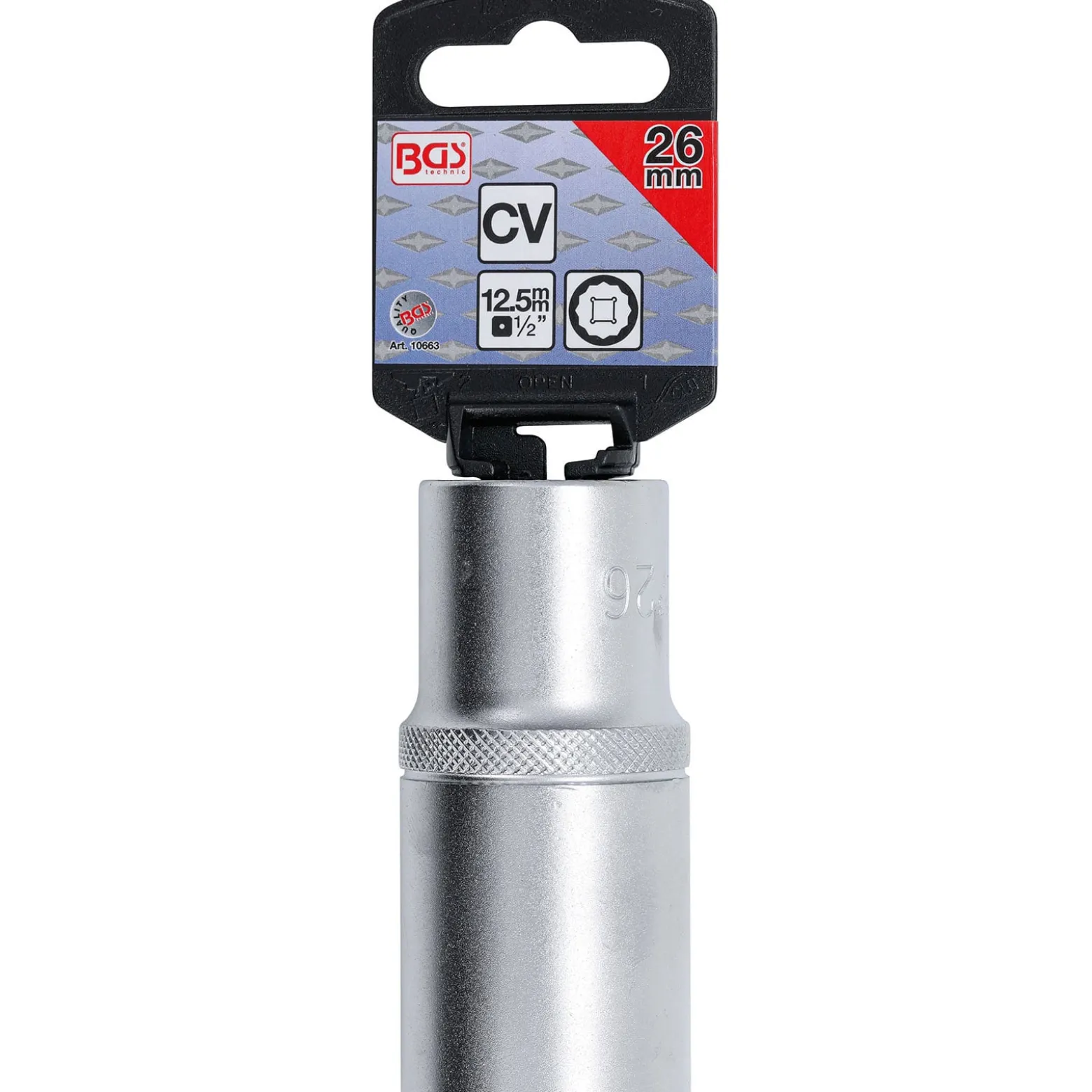 BGS Steckschlüssel-Einsatz Zwölfkant tief Antrieb Innenvierkant 12,5 mm (1/2") SW 26 mm - 10663