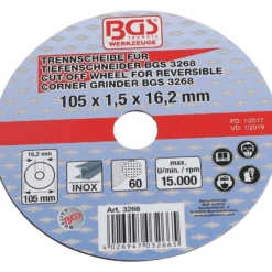 BGS Trennscheibe für BGS Tiefenschneider Ø 105 x 1,5 x 16,2 mm - 3266