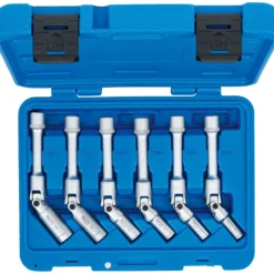 BGS Universal Glühkerzen-Gelenkschlüssel-Satz Sechskant Antrieb Innenvierkant 10 mm (3/8") SW 8 - 16 mm 6tlg. extra lang - 2986
