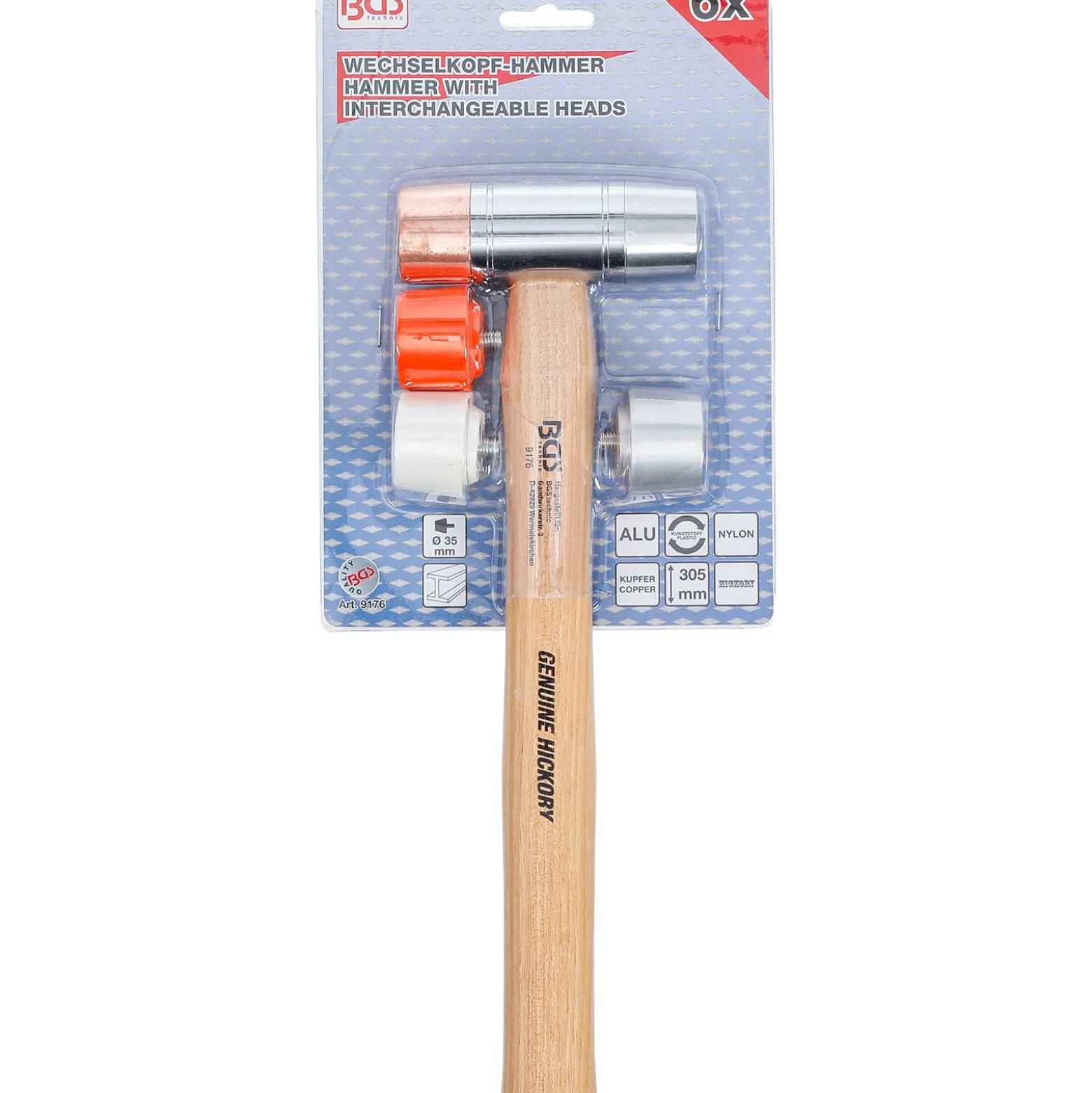 BGS Wechselkopf-Hammer Hickory-Stiel Ø 35 mm - 9176