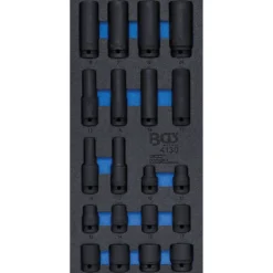 BGS Werkstattwageneinlage 1/3: Kraft-Steckschlüssel-Einsätze Sechskant 12,5 mm (1/2") 10 - 24 mm 20tlg. - 4130