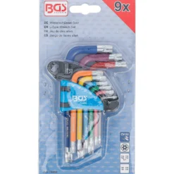 BGS Winkelschlüssel-Satz Multicolour kurz T-Profil (für Torx) mit Bohrung T10 - T50 9tlg. - 74460