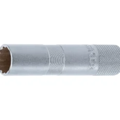 BGS Zündkerzen-Einsatz mit Haltegummi Zwölfkant, lang Antrieb Innenvierkant 10 mm (3/8") SW 16 mm - 2448