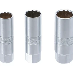 BGS Zündkerzen-Einsatz-Satz Zwölfkant Antrieb Innenvierkant 10 mm (3/8") SW 14 - 16 - 18 mm 3tlg. - 6858