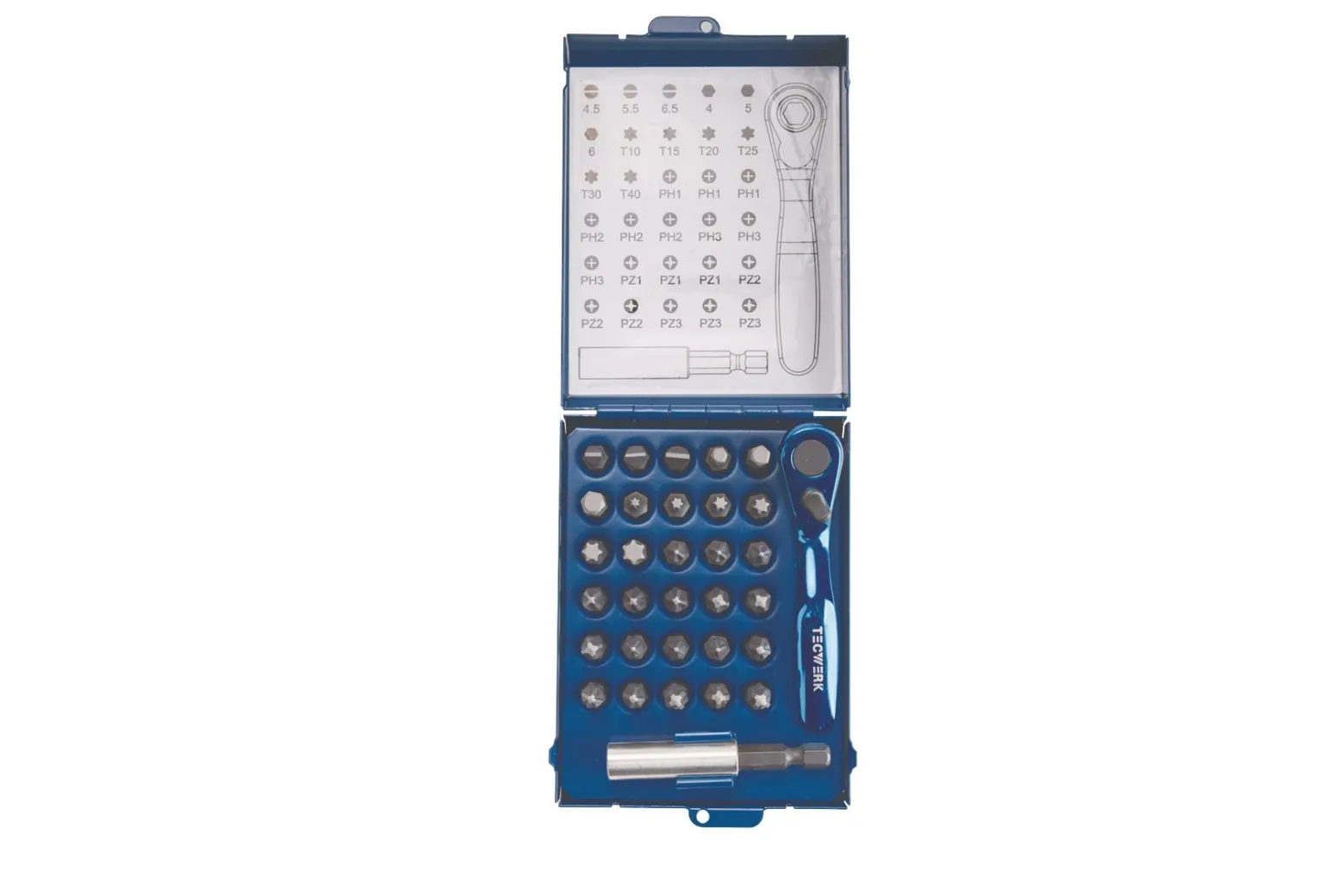 Bitsortiment 32-tlg.Schlitz/PH/PZD/T/6KT./Bitknarre TECWERK