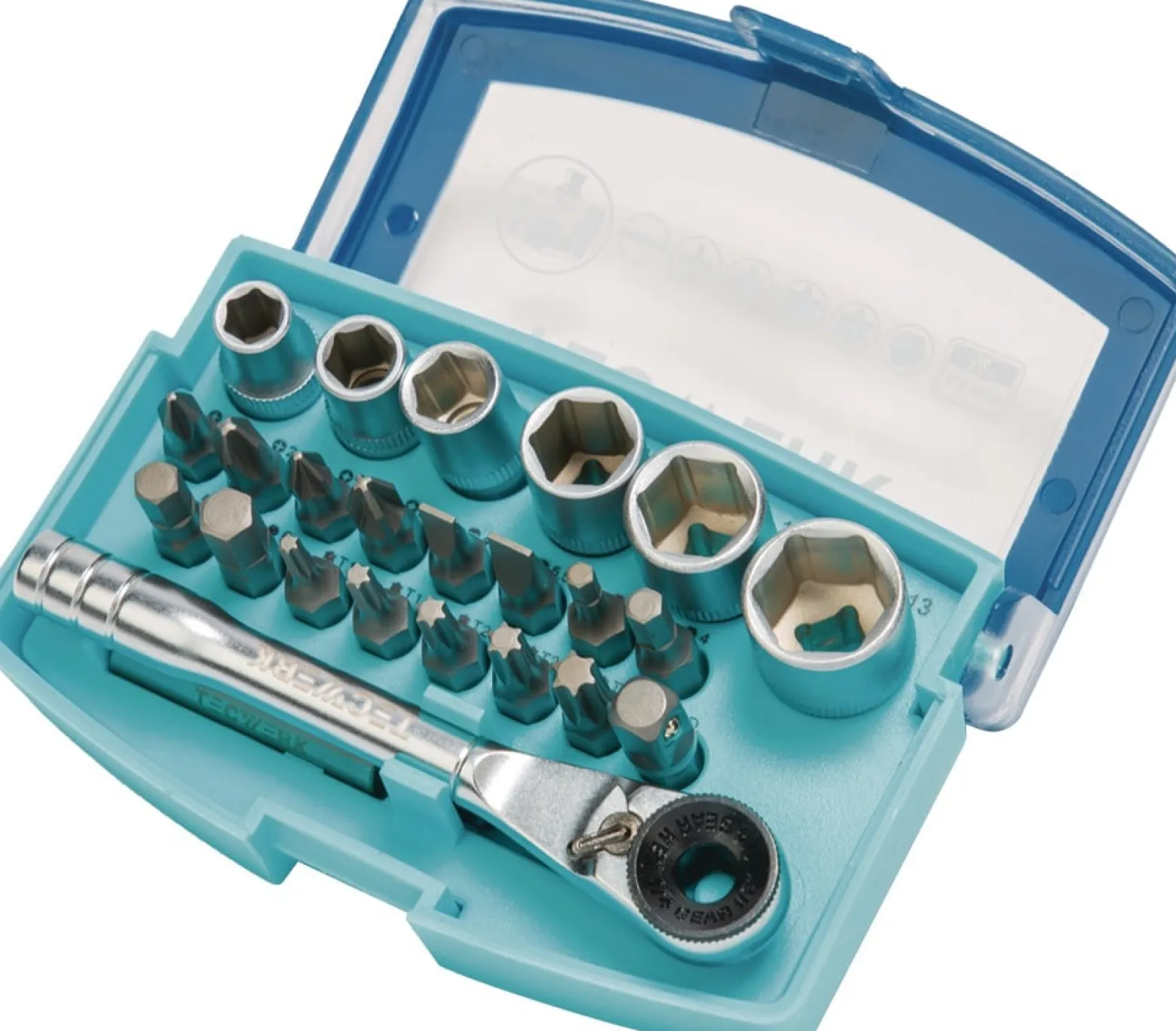 Bit-/Steckschlüsselset 24-tlg.Schlitz/PH/PZD/T/Knarre/6 Nüsse TECWERK