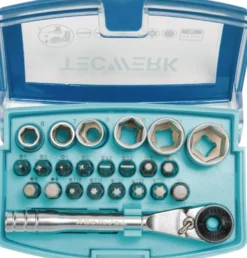 Bit-/Steckschlüsselset 24-tlg.Schlitz/PH/PZD/T/Knarre/6 Nüsse TECWERK