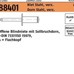 Blindniete R 88401 FLAKO 6x12 Niet Stahl verz./Dorn Stahl verz. 250St.