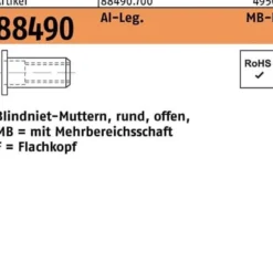 Blindnietmutter R 88490 FLAKO M8/0,5 - 7,5 Aluminium 500 Stück