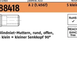 Blindnietmutter R 88418 SEKO M8 /0,25-3,5 A 2 100 Stück