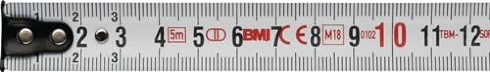 BMI Taschenbandmaß twoCOMP PT14 - 3m, mm/mm, rot/schwarz, mit Clip - 472341021