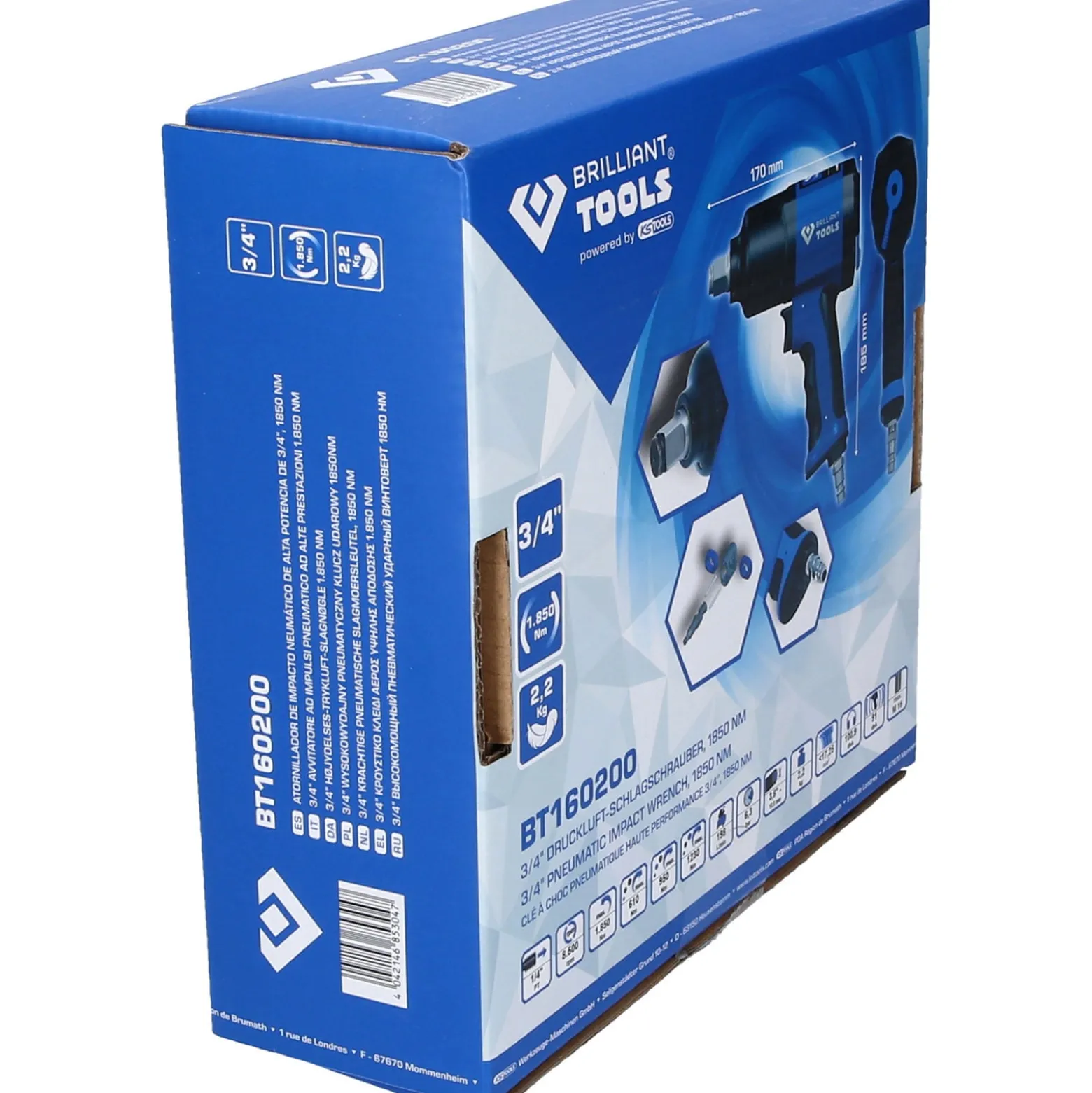 BRILLIANT TOOLS 3/4" Druckluft-Schlagschrauber 1.800 Nm - BT160200